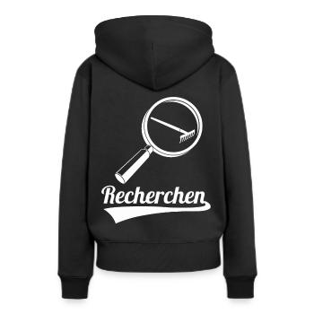 Recherchen Wortwitz - Frauen Premium Bio Hoodie - Schwarz - Hinten - Julia (174cm)