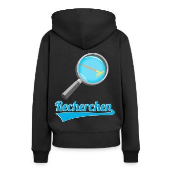 Recherchen Wortwitz - Frauen Premium Bio Hoodie - Schwarz - Hinten - Julia (174cm)