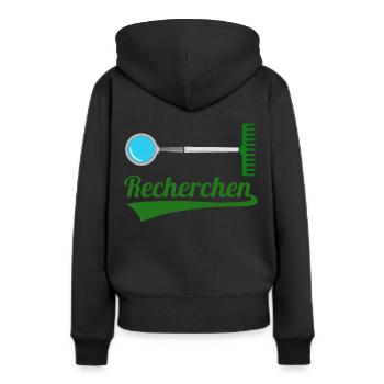 Recherchen Wortwitz - Frauen Premium Bio Hoodie - Schwarz - Hinten - Julia (174cm)