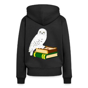 Schneeeule Bücher Zauberei - Frauen Premium Bio Hoodie - Schwarz - Hinten - Julia (174cm)