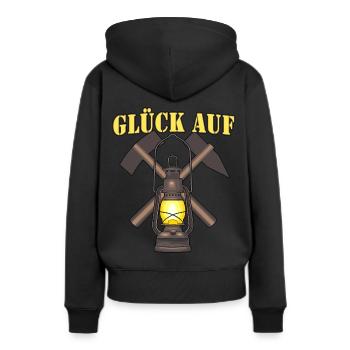 Glück auf - der Steiger kommt - Schlägel und Eisen - Frauen Premium Bio Hoodie - Schwarz - Hinten - Julia (174cm)
