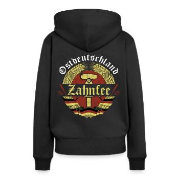 Zahnfee - Ostdeutschland - Frauen Premium Bio Hoodie - Schwarz - Hinten - Julia (174cm)
