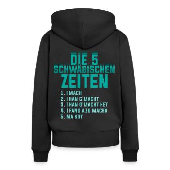 Die 5 Schwäbischen Zeiten - Frauen Premium Bio Hoodie - Schwarz - Hinten - Julia (174cm)