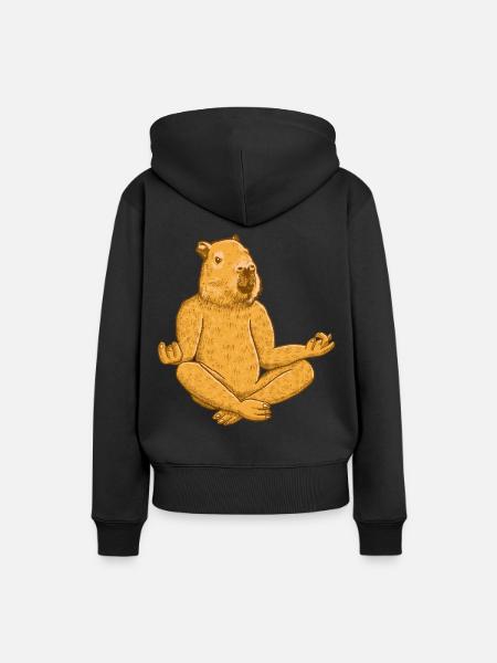 Capybara Yoga Übung - Frauen Premium Bio Hoodie - Schwarz