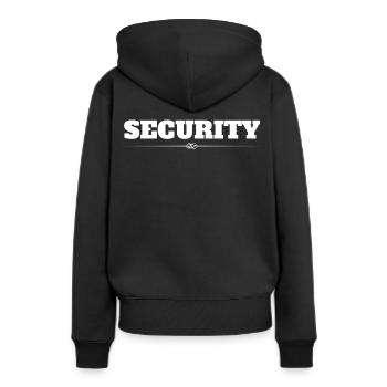 Sécurité - Sweat à capuche Premium bio Femme - noir - Dos - Julia (174cm)