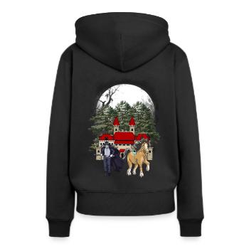 Conte de fées Fantasy Médiéval Chevalier Forteresse Château - Sweat à capuche Premium bio Femme - noir - Dos - Julia (174cm)