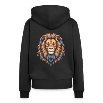 Tête de lion avec crinière colorée - Sweat à capuche Premium bio Femme - noir - Dos - Julia (174cm)