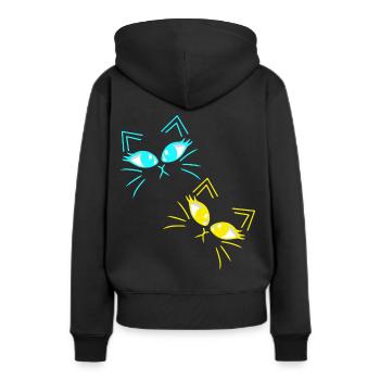 Chat minimaliste Chats Visage Visages - Sweat à capuche Premium bio Femme - noir - Dos - Julia (174cm)