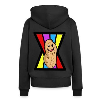 Erdnuss Erdnüsse Nuss Nüsse Nahrung fröhlich - Frauen Premium Bio Hoodie - Schwarz - Hinten - Julia (174cm)