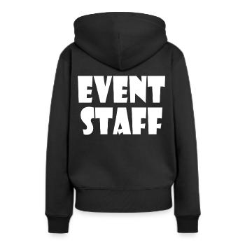 Event staff - Sweat à capuche Premium bio Femme - noir - Dos - Julia (174cm)