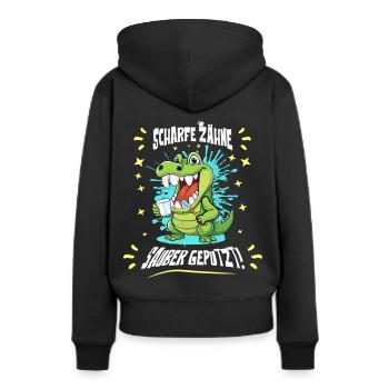 Hygiène dentaire crocodile - Sweat à capuche Premium bio Femme - noir - Dos - Julia (174cm)