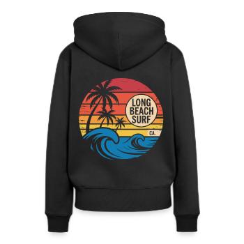 Long Beach California - surfing sunset - Women’s Premium Organic Hoodie - black - Back - Julia (174cm)