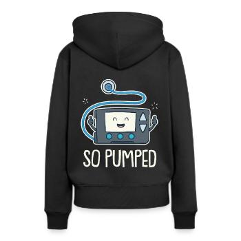 Pompe à insuline drôle de type 1 donc pompée - Sweat à capuche Premium bio Femme - noir - Dos - Julia (174cm)
