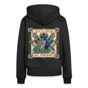 Elégance Art Déco : Fier Paon - Sweat à capuche Premium bio Femme - noir - Dos - Julia (174cm)