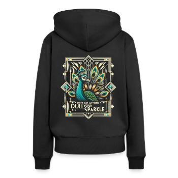 Paon Art déco : Splendeur élégante - Sweat à capuche Premium bio Femme - noir - Dos - Julia (174cm)