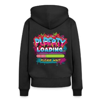 Alerte puberté graffiti urbain - Sweat à capuche Premium bio Femme - noir - Dos - Julia (174cm)