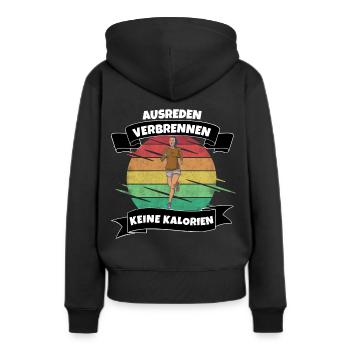 Frauen Sport Shirt Lustiger Spruch - Frauen Premium Bio Hoodie - Schwarz - Hinten - Julia (174cm)