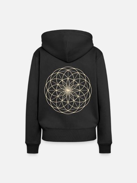 Heilige Geometrie Blume - Frauen Premium Bio Hoodie - Schwarz