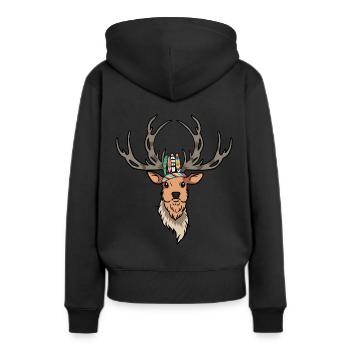 Hirschkopf Hirsch Geweih indianisch Wild - Frauen Premium Bio Hoodie - Schwarz - Hinten - Julia (174cm)