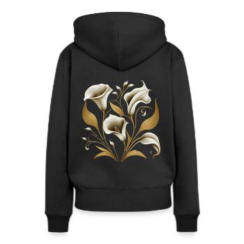 Lilien - Frauen Premium Bio Hoodie - Schwarz - Hinten - Julia (174cm)