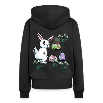 Oreille Disquette Enfant Oeufs Pâques Chapeau Rongeur Lapin - Sweat à capuche Premium bio Femme - noir - Dos - Julia (174cm)