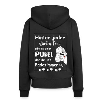 Hinter jedem starken Frauchen steht ein Pudel - Frauen Premium Bio Hoodie - Schwarz - Hinten - Julia (174cm)