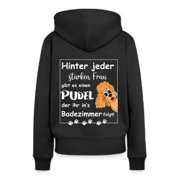 Hinter jedem starken Frauchen steht ein Pudel - Frauen Premium Bio Hoodie - Schwarz - Hinten - Julia (174cm)