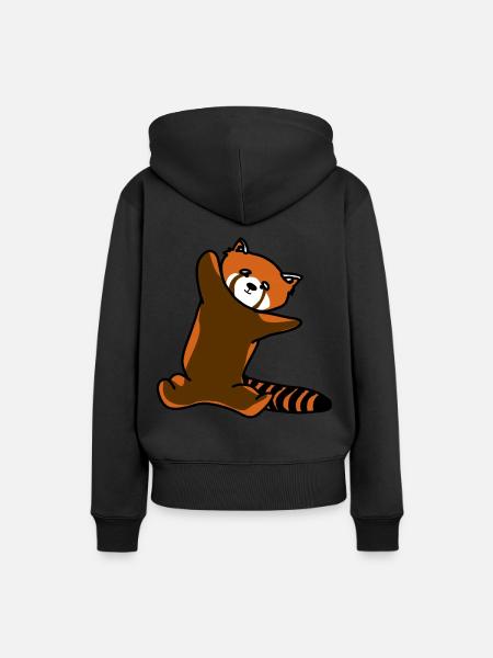 Roter panda - Dame Premium hoodie, økologisk bomuld - sort