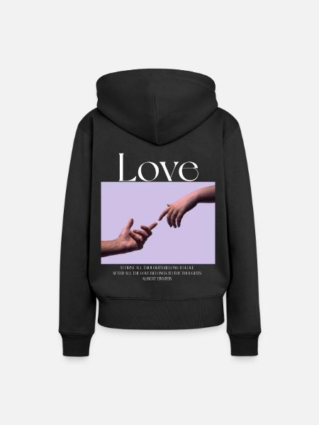 LIEBE - Frauen Premium Bio Hoodie - Schwarz
