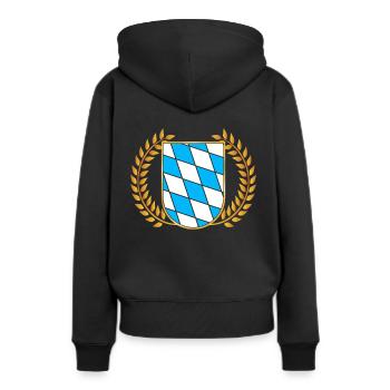 Freistaat Bayern Bayrisch - Frauen Premium Bio Hoodie - Schwarz - Hinten - Julia (174cm)