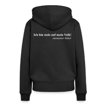 Imker - stolz auf mein Volk - Frauen Premium Bio Hoodie - Schwarz - Hinten - Julia (174cm)