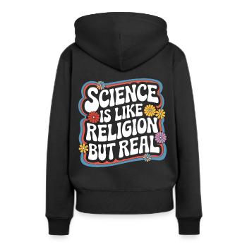 Athéisme, athée, anti-religion, agnostique - Sweat à capuche Premium bio Femme - noir - Dos - Julia (174cm)