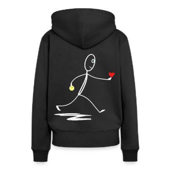 Herz - Herzlich - Strichmännchen - Frauen Premium Bio Hoodie - Schwarz - Hinten - Julia (174cm)