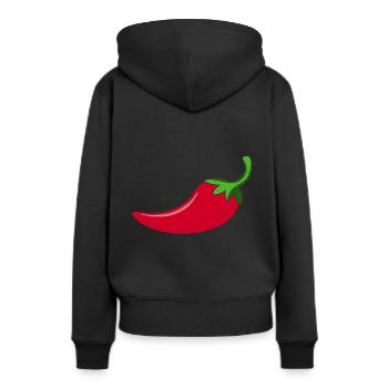 Scharfe Chilly - Frauen Premium Bio Hoodie - Schwarz - Hinten - Julia (174cm)