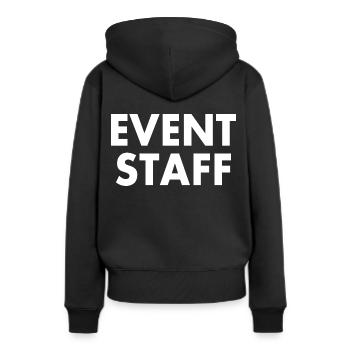 Event staff - Sweat à capuche Premium bio Femme - noir - Dos - Julia (174cm)