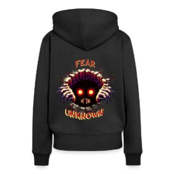 La peur de l’inconnu - Sweat à capuche Premium bio Femme - noir - Dos - Julia (174cm)