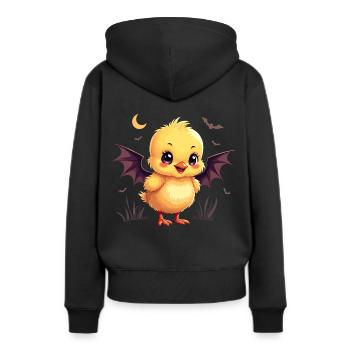 Fledermausküken Geröll Piep! Hühnchen Halloween - Frauen Premium Bio Hoodie - Schwarz - Hinten - Julia (174cm)