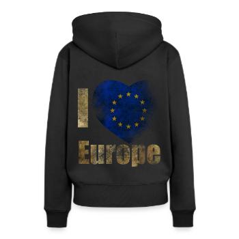 EUROPE J’aime l’Europe - Sweat à capuche Premium bio Femme - noir - Dos - Julia (174cm)