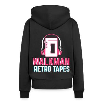 Bandes rétro Walkman - Sweat à capuche Premium bio Femme - noir - Dos - Julia (174cm)