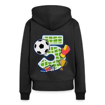 Fußball 5. Geburtstagsparty Nummer 5 - 5 Jahre - Frauen Premium Bio Hoodie - Schwarz - Hinten - Julia (174cm)