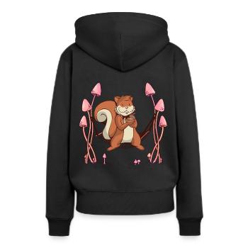 Eichhörnchen Waldtiere Hängematte. - Frauen Premium Bio Hoodie - Schwarz - Hinten - Julia (174cm)