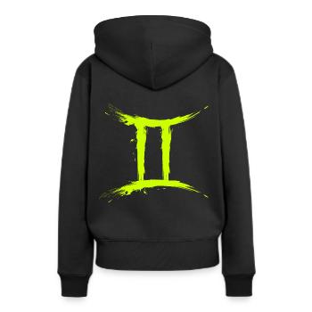 Sternzeichen Zwillinge Gelb Gemini Symbol - Frauen Premium Bio Hoodie - Schwarz - Hinten - Julia (174cm)