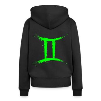 Sternzeichen Zwillinge Gemini Symbol Grün Hellgrün - Frauen Premium Bio Hoodie - Schwarz - Hinten - Julia (174cm)