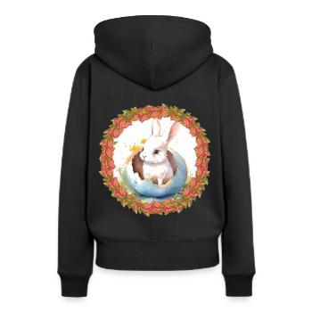 Lapin de Pâques Oeuf de Pâques Lapin de Pâques Oeuf de lapin - Sweat à capuche Premium bio Femme - noir - Dos - Julia (174cm)