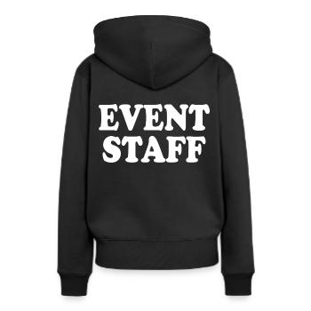 Event staff - Sweat à capuche Premium bio Femme - noir - Dos - Julia (174cm)