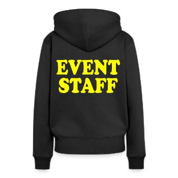 Event staff - Sweat à capuche Premium bio Femme - noir - Dos - Julia (174cm)