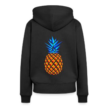 TREND PINEAPPLES - Frauen Premium Bio Hoodie - Schwarz - Hinten - Julia (174cm)