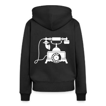 téléphone - Sweat à capuche Premium bio Femme - noir - Dos - Julia (174cm)