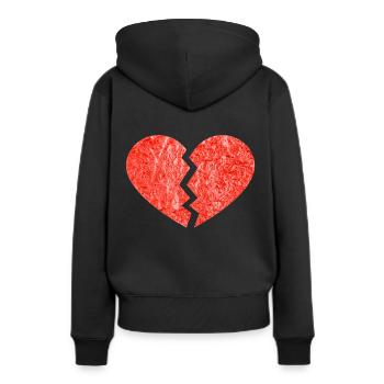 Gebrochenes Herz - Frauen Premium Bio Hoodie - Schwarz - Hinten - Julia (174cm)