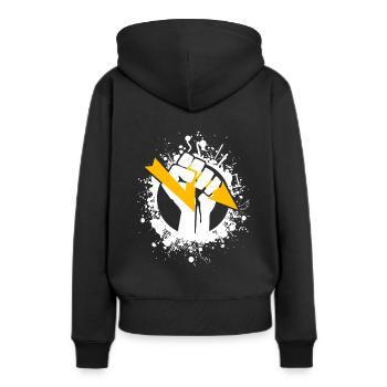 Elektronik - Frauen Premium Bio Hoodie - Schwarz - Hinten - Julia (174cm)